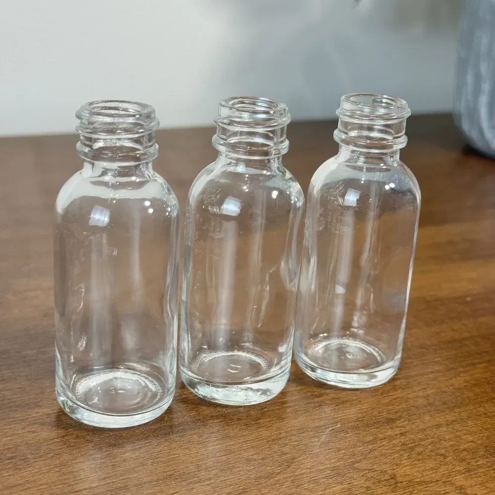 Clear Glass Bottles Empty Refillable Round Travel Size Apothecary